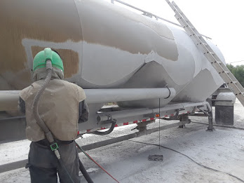 Cleaning cement tanker 3 exterior. Georgia